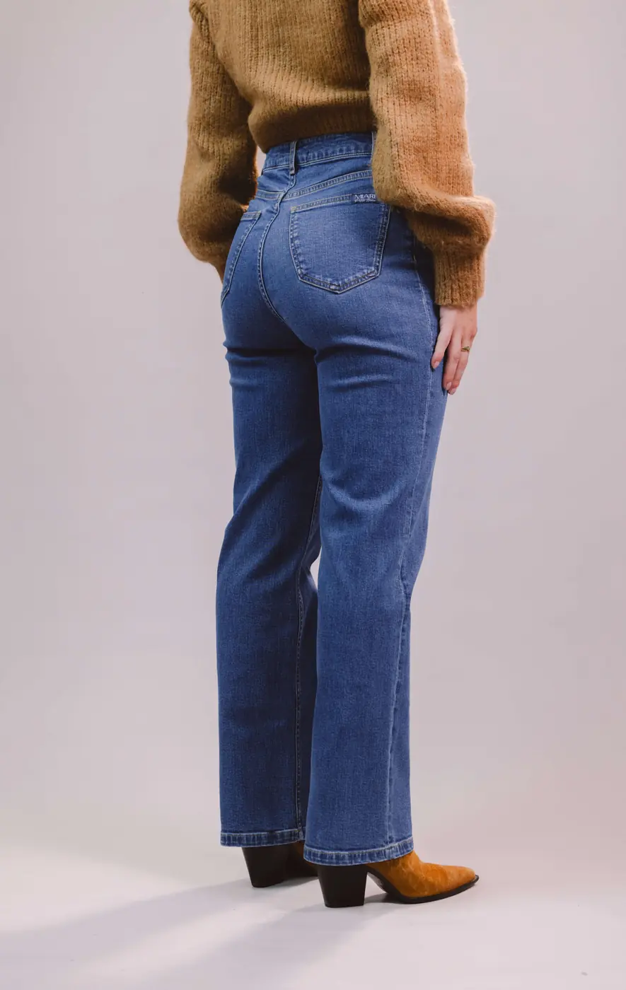 Petite Retro Flared Jeans – Mid Blue — detailfoto 7