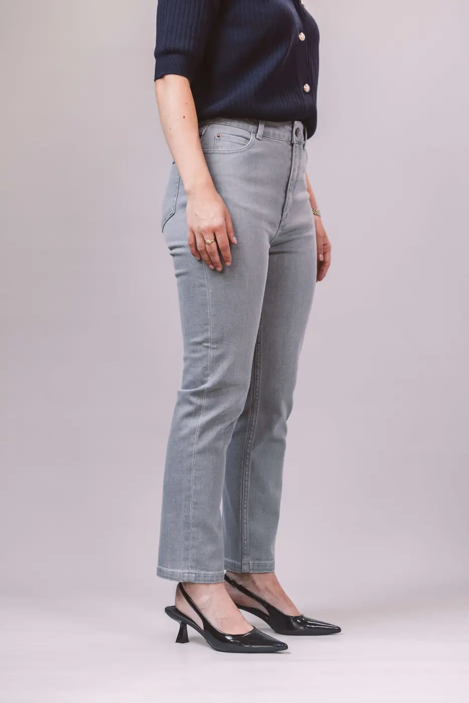 Petite Slim Fit Jeans – Light Grey — detailfoto 4