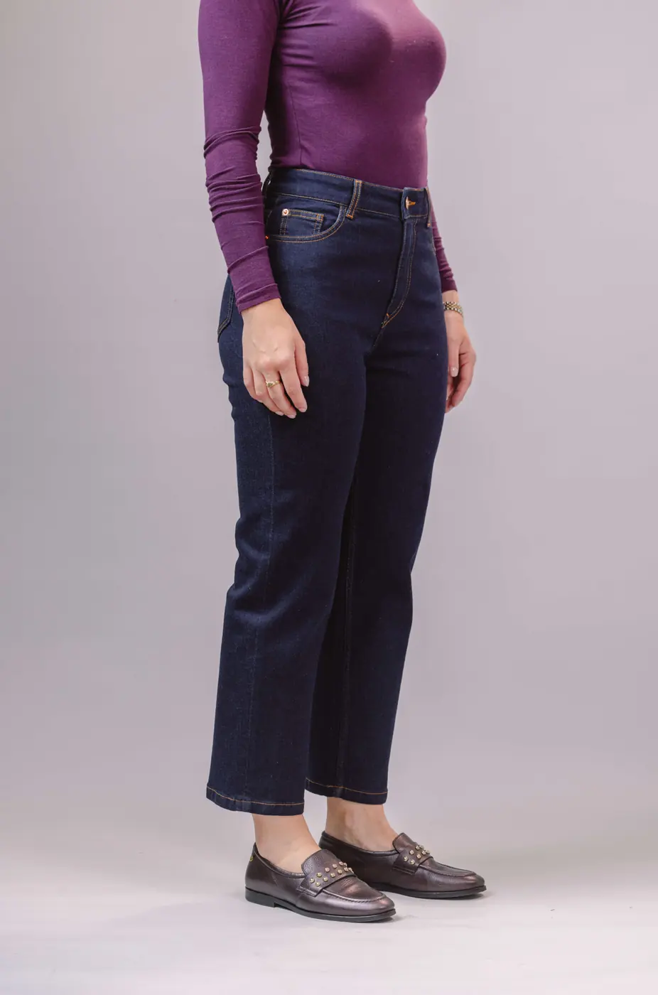 Petite Straight Ankle Jeans – Dark Blue — detailfoto 7