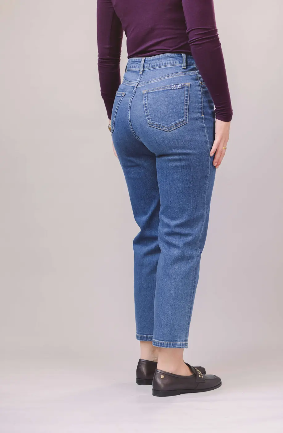Petite Straight Ankle Jeans – Mid Blue — detailfoto 6
