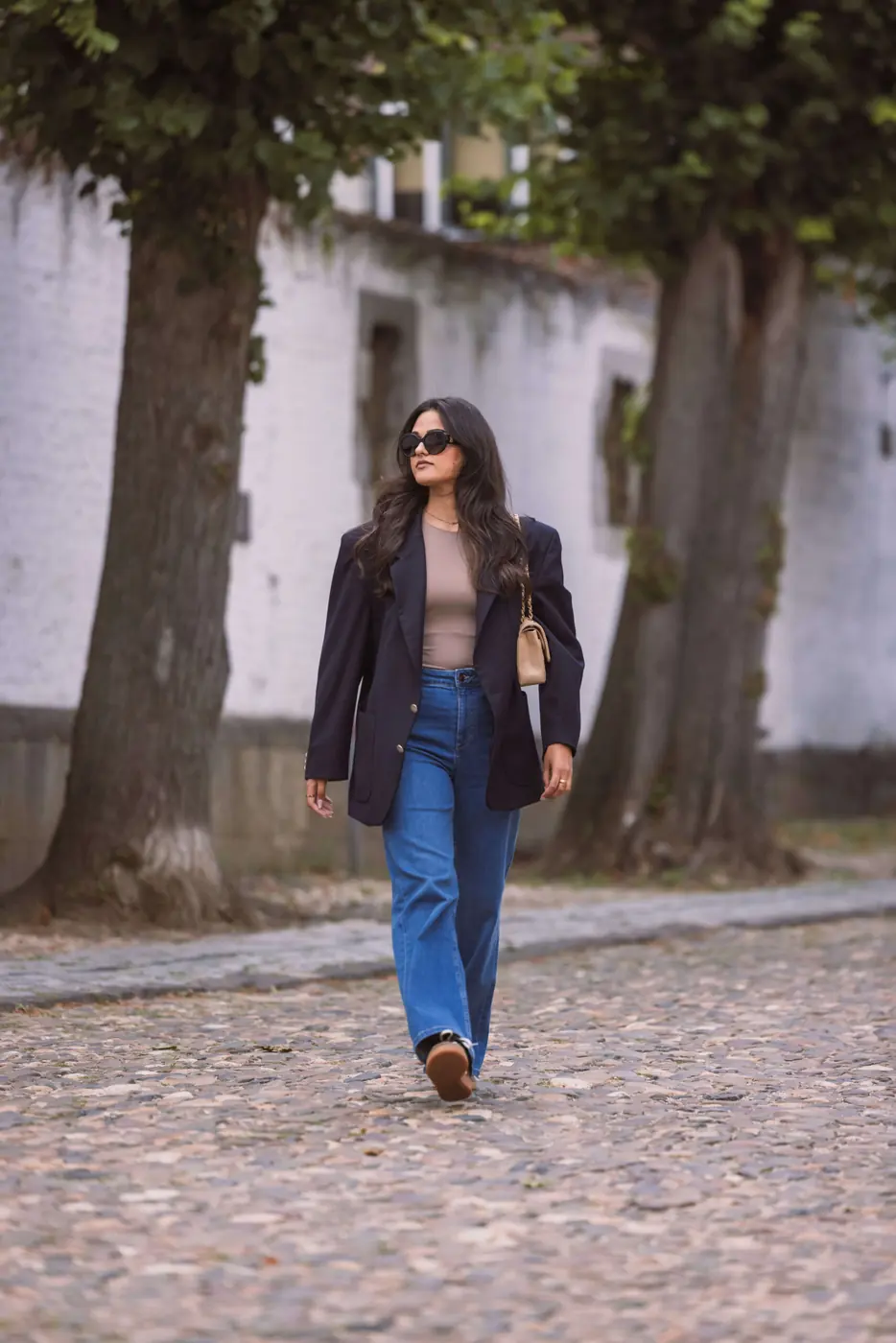 Petite Wide Leg Jeans – Mid Blue — detailfoto 7