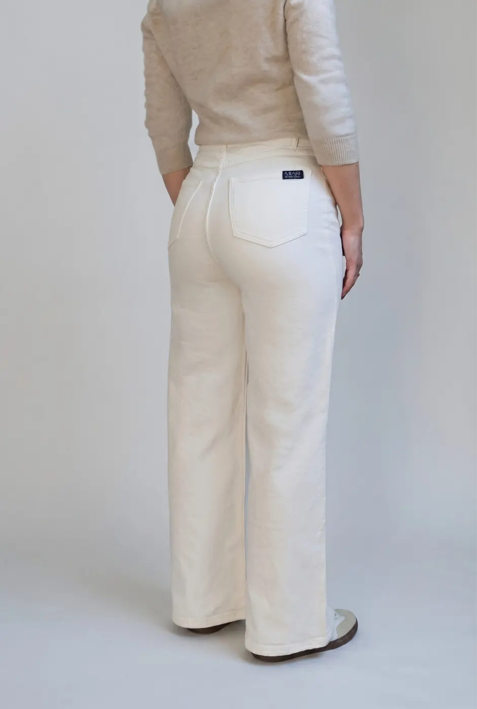 Petite Wide Leg Jeans – Off-white (Cloud Dancer) — detailfoto 5